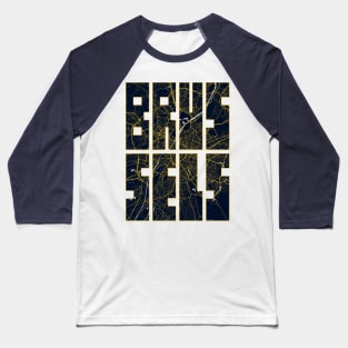 Brussels, Belgium City Map Typography - Gold Art Deco Baseball T-Shirt